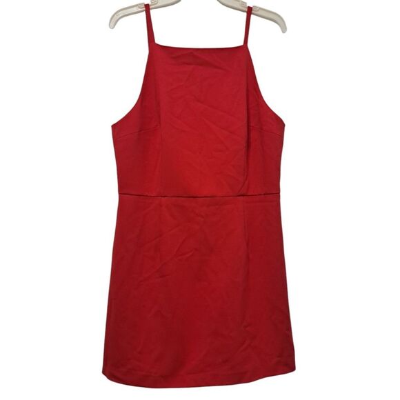 French Connection Whisper Square Neck Mini Dress Size 12 Royal Scarlet NWT - Picture 6 of 13